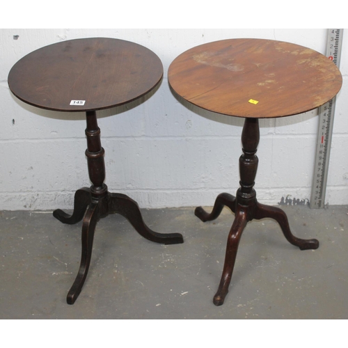182 - 2 x Antique mahogany tripod wine tables
