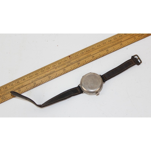 1024 - A WW1 period silver cased full hunter trench watch - case hallmarks for Birmingham import 1917