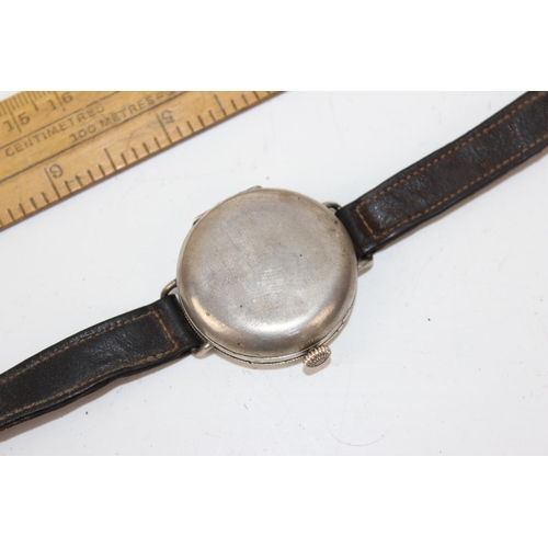 1024 - A WW1 period silver cased full hunter trench watch - case hallmarks for Birmingham import 1917