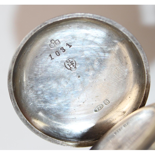 1024 - A WW1 period silver cased full hunter trench watch - case hallmarks for Birmingham import 1917