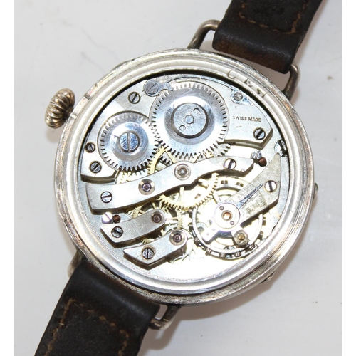 1024 - A WW1 period silver cased full hunter trench watch - case hallmarks for Birmingham import 1917