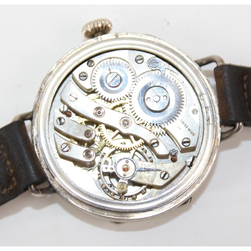 1024 - A WW1 period silver cased full hunter trench watch - case hallmarks for Birmingham import 1917