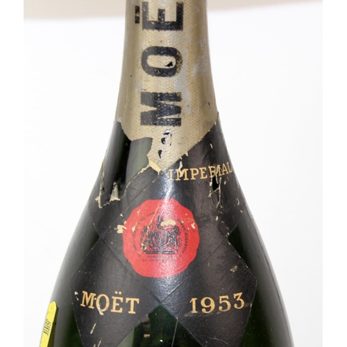 230 - A large vintage 1953 Moet champagne bottle later converted into a lamp