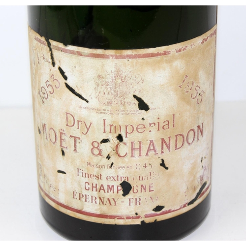 230 - A large vintage 1953 Moet champagne bottle later converted into a lamp