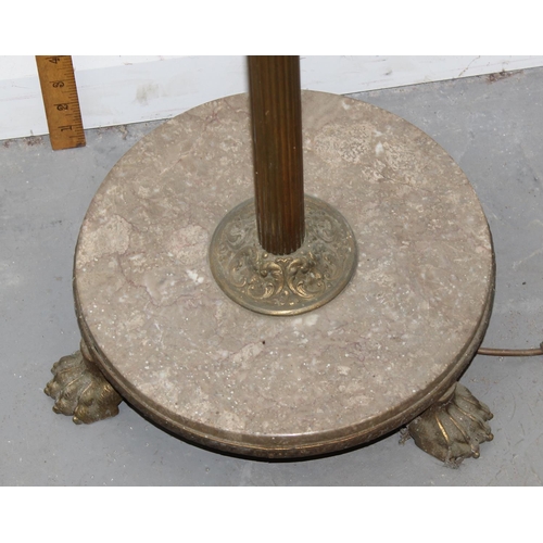 233 - A vintage gilt metal and marble column standard lamp