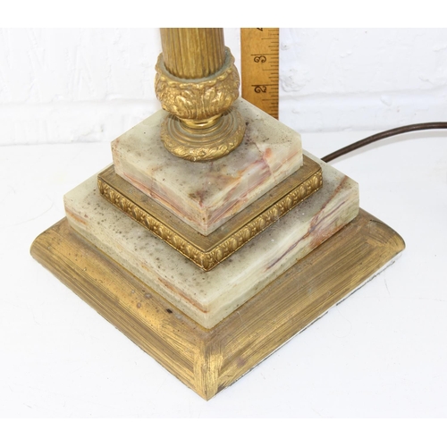 236 - A vintage gilt metal and alabaster column table lamp