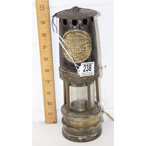 238 - Hailwoods & Ackroyd type OI miners' lamp, later converted to electricity