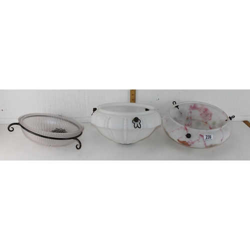 239 - 3 vintage pendant light fittings