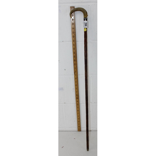 296 - A silver mounted horn handled walking stick