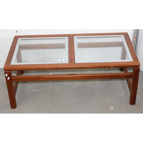 60 - Retro glass topped coffee table