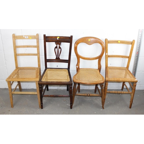 72 - 4 assorted vintage chairs with bergere seats