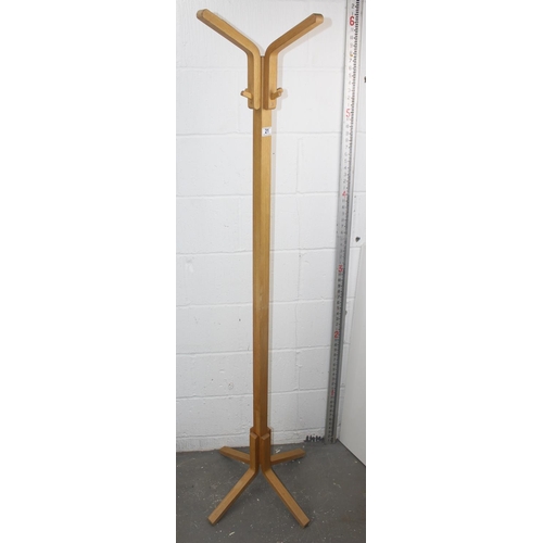 21 - A retro style light oak coat and hat stand