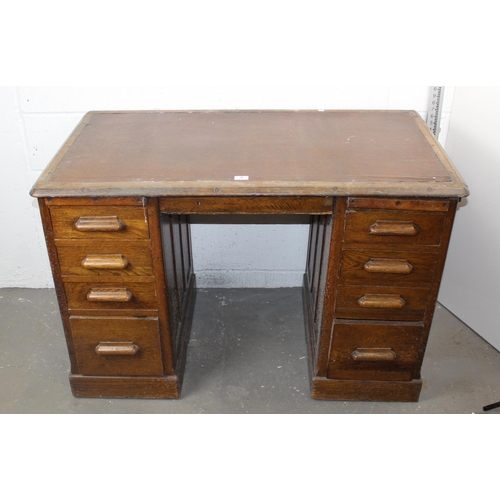 5 - An Art Deco period oak pedestal desk