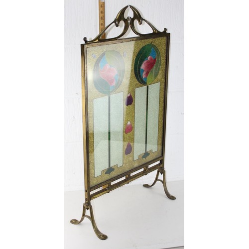 86 - In the manner of Charles Rennie Mackintosh -  An impressive Art Nouveau period glass fire screen in ... 