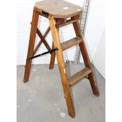 94 - Vintage folding wooden stool by H. Boswell of Oxford