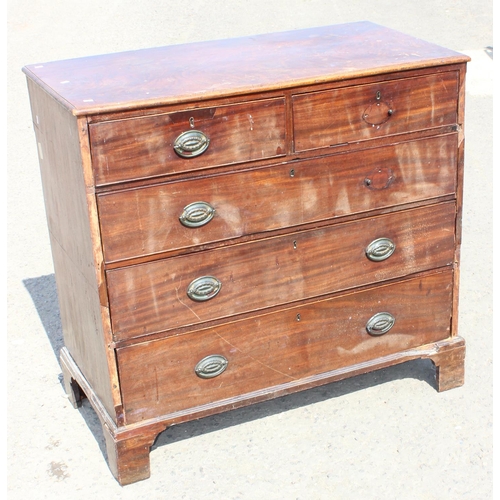 33 - Georgian 2 over 3 Chest of Drawers - Mahogany veneer with oak lined drawers