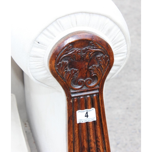 4 - 19th century Mahogany Framed Chaise-lounge in the Empire style with carved details and raised on flu... 