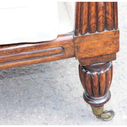 4 - 19th century Mahogany Framed Chaise-lounge in the Empire style with carved details and raised on flu... 