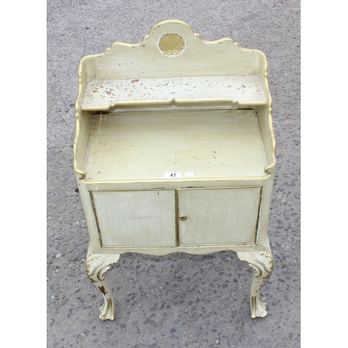 41 - A vintage white painted cabinet with gilt decoration