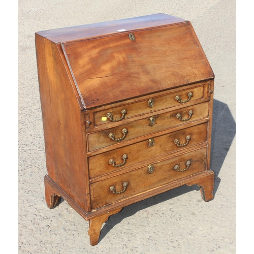 15 - Georgian Mahogany bureau with brass drop handles