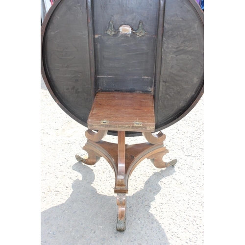 3 - A 19th century Rosewood folding breakfast table with gilt metal mounts to base