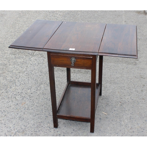 35 - 1930's oak drop leaf table with drawer