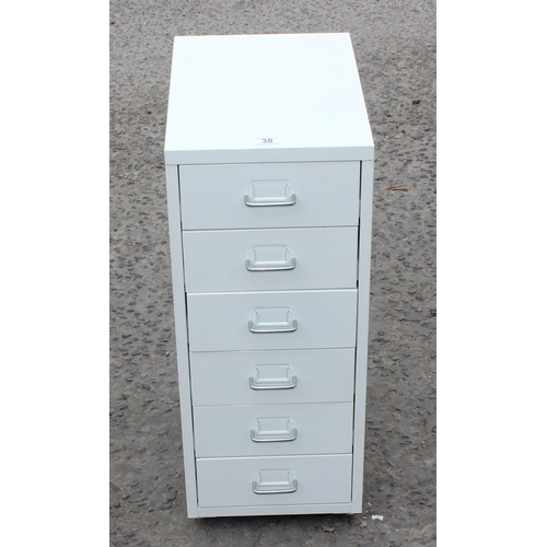 38 - 6 drawer metal filing cabinet