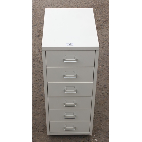 38 - 6 drawer metal filing cabinet