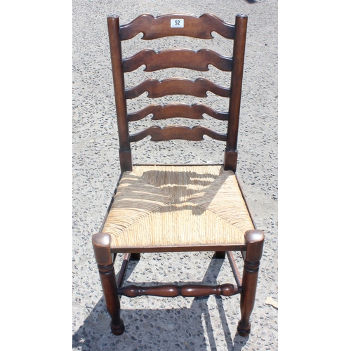 52 - A set of 8 Lancashire ladder back chairs with rush seats