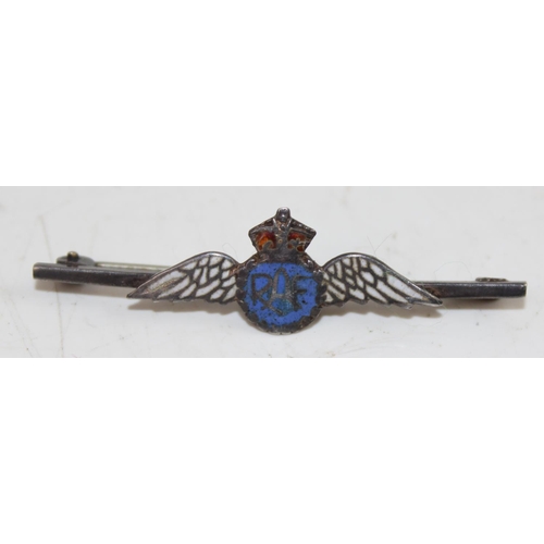 1009 - 2 White Metal and enamel RAF Sweetheart brooches and an enamel pin