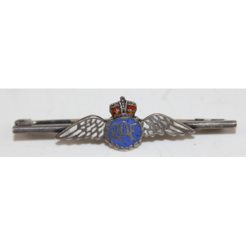 1009 - 2 White Metal and enamel RAF Sweetheart brooches and an enamel pin