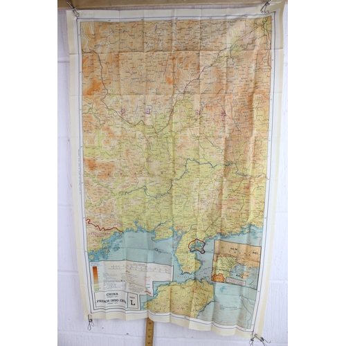 1010 - WW2 period silk map of China and an Adcock & Shipley plaque believed to be from a Spitfire