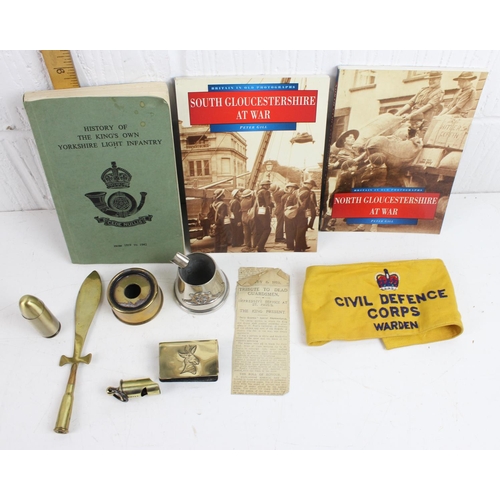 1012 - Qty of mixed military related items to inc trench art