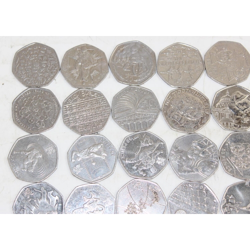 1302 - 39 collectable 50p coins of various designs - Olympics, Beatrix Potter etc - complete list in photos