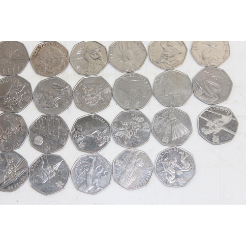 1302 - 39 collectable 50p coins of various designs - Olympics, Beatrix Potter etc - complete list in photos