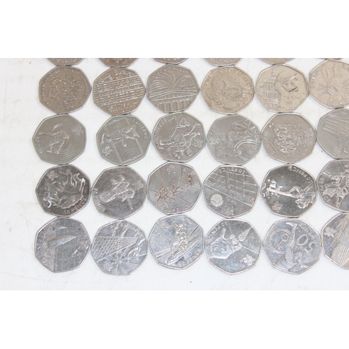 1302 - 39 collectable 50p coins of various designs - Olympics, Beatrix Potter etc - complete list in photos