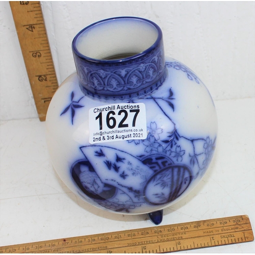 1627 - An antique Pinder Bourne & Co flow blue round vase