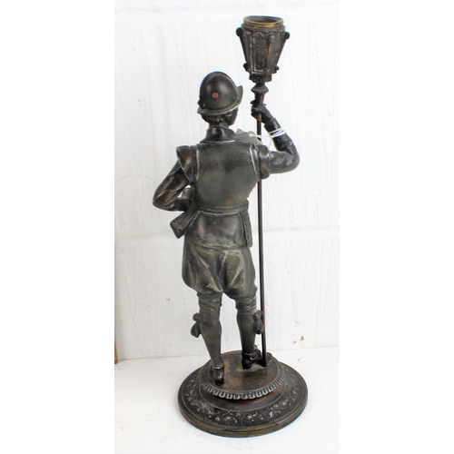 1740 - An early 20th century candlestick formed as a Conquistador - various marks verso