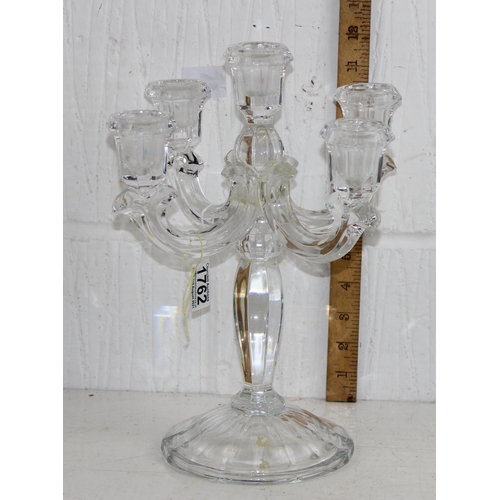 1762 - An impressive 5 branch glass candelabra