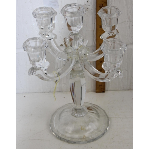 1762 - An impressive 5 branch glass candelabra