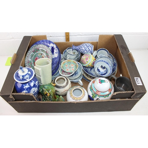 1778 - Large box of assorted Oriental ceramics