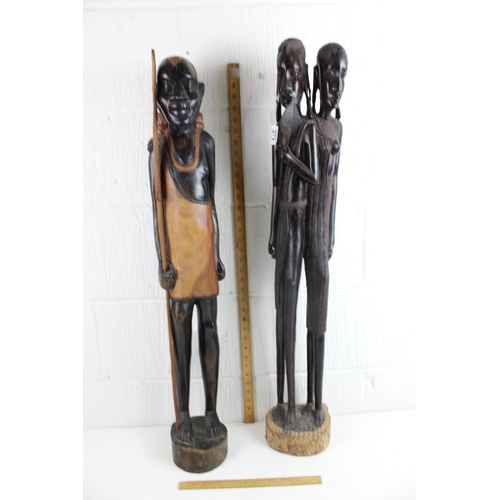 272 - 2 large carved African hardwood figures