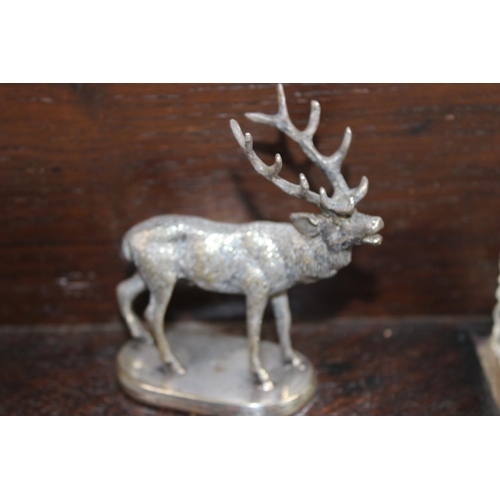 275 - Oak stationary box with inkwell and silver-plated stag decoration