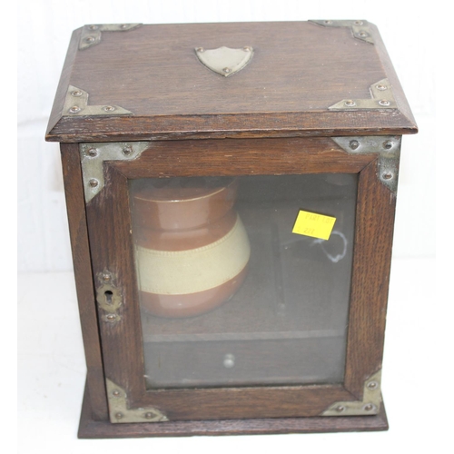 277 - Antique smokers' cabinet and Georgian tea caddy