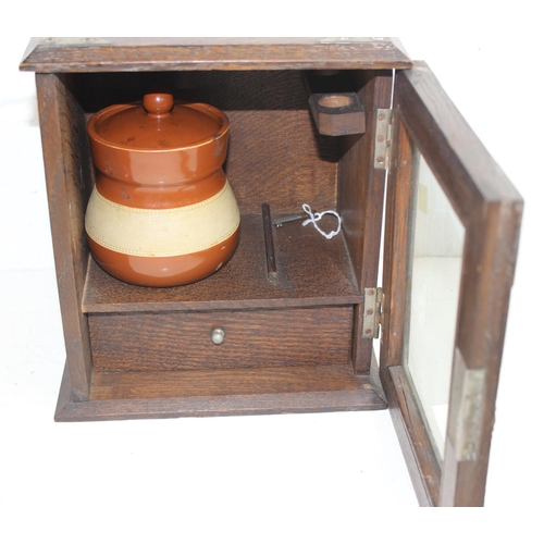 277 - Antique smokers' cabinet and Georgian tea caddy