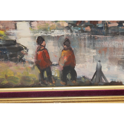 338 - Large 20th century Dutch school oil on canvas of a canal scene signed Du Bois