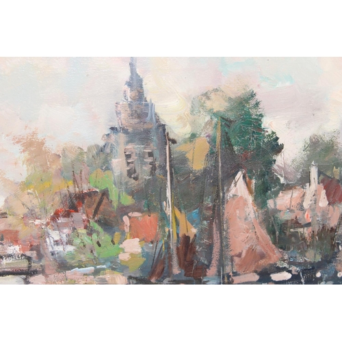 338 - Large 20th century Dutch school oil on canvas of a canal scene signed Du Bois