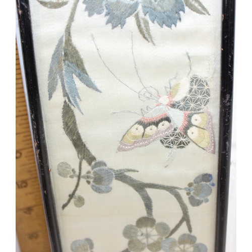 360 - 2 antique Chinese/ Japanese silk panels in frames