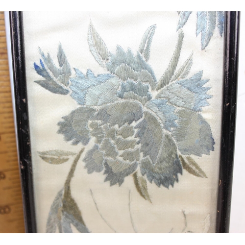 360 - 2 antique Chinese/ Japanese silk panels in frames