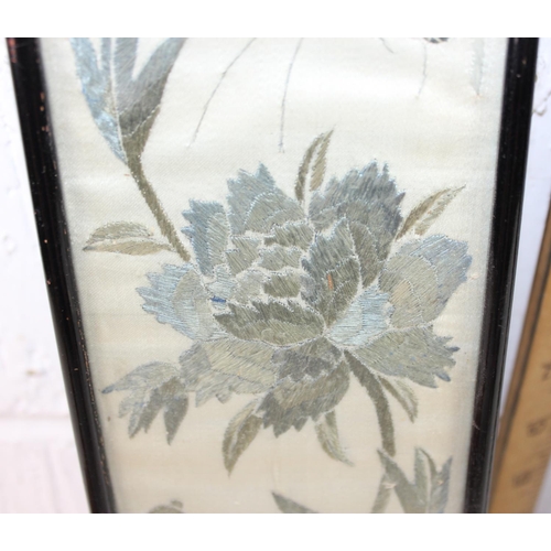 360 - 2 antique Chinese/ Japanese silk panels in frames